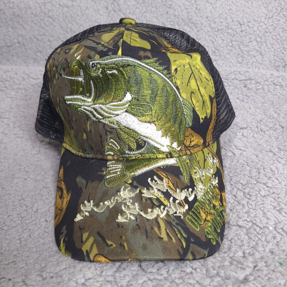 Bass Fishing Hat Cap Snapback Trucker 3 Oaks Outdoor Sports‎ Embroidered Mesh
